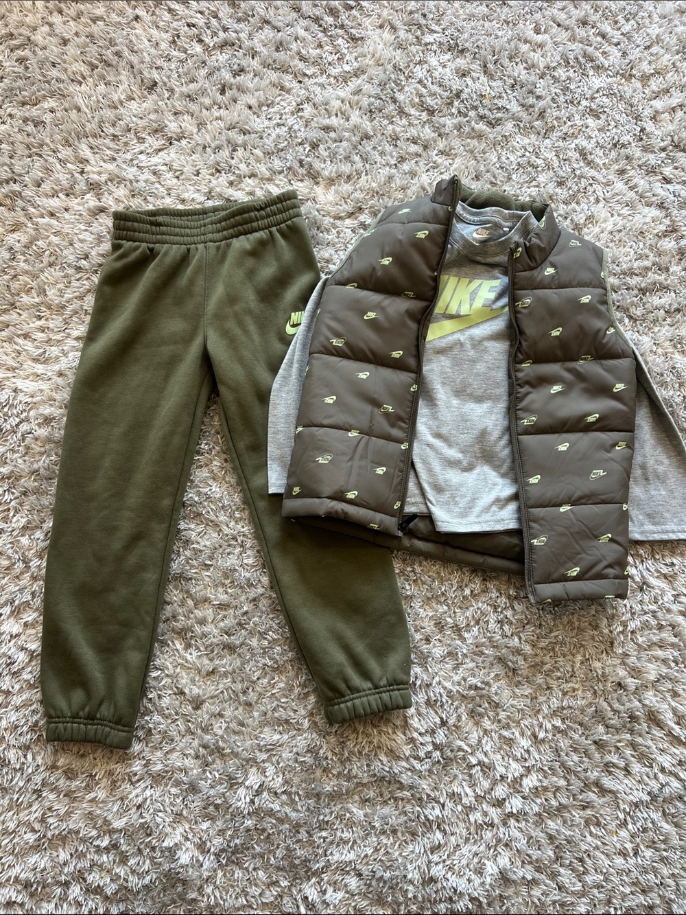 Nike Kids Olive Green Sweatpants - Logo Detail
